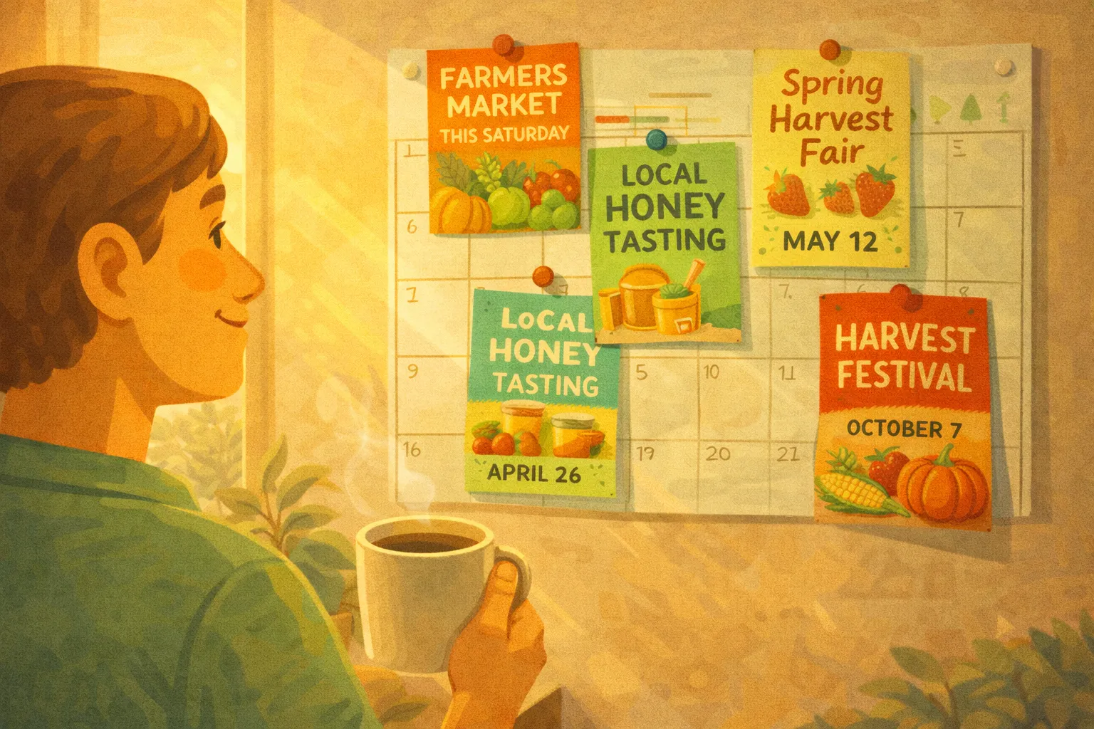 Calendar with farmers market events